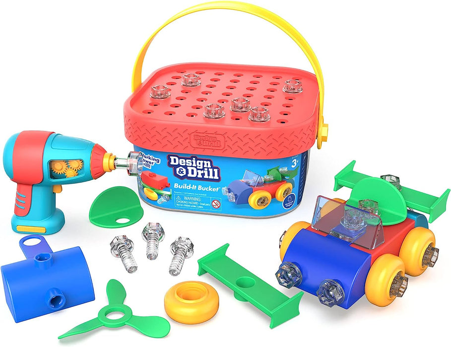 Bean Kids - Design & Drill Build-It Bucket with 41 Pieces Stem Toy 有趣工具建設桶包41件零件