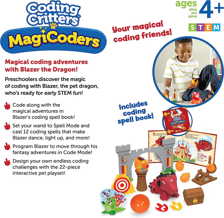 Bean Kids - Early Coding Stem Toy for kids : Speakout Magic Coding to Control Dragon Game 早期學習編碼玩具 : 魔法編碼控制恐龍遊戲