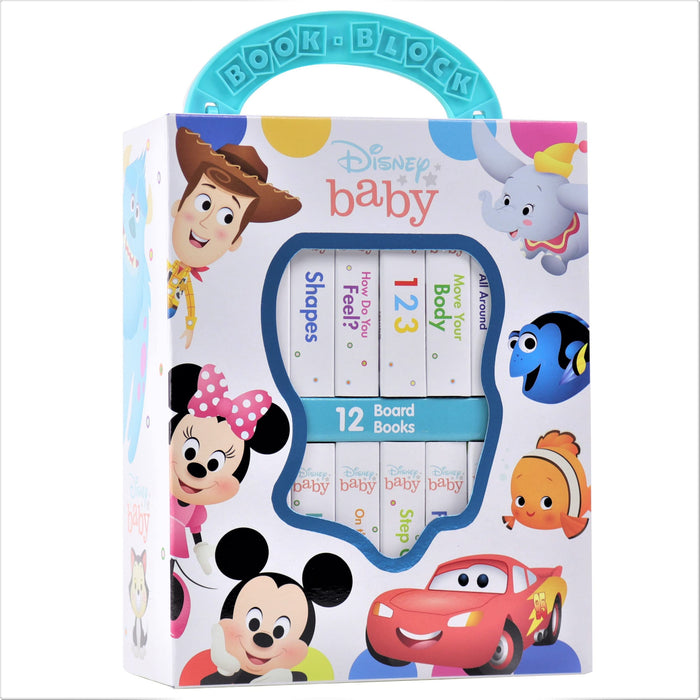 Disney Baby Book Block My First Library 12 Board Book Set - First Words, Shapes, Numbers, and More! Baby Books