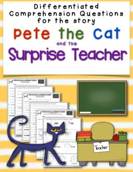 Bean Kids - Pete the Cat and the Surprise Teacher Worksheets 1 Set 4 pages