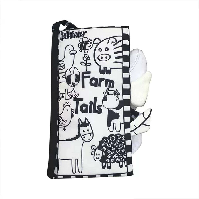 Bean Kids - JollyBaby Black & White Farm Tails Cloth Book 嬰兒黑白色農場尾巴布書